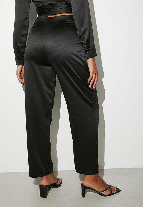 VELVET - Co-ord satin tapered trouser - black