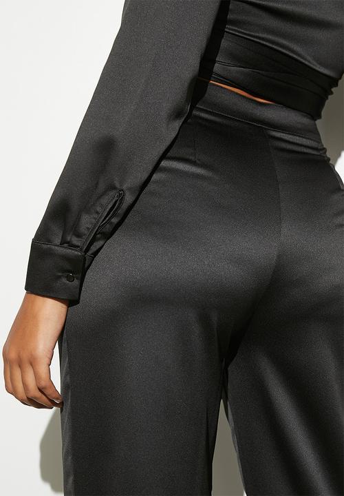 VELVET - Co-ord satin tapered trouser - black
