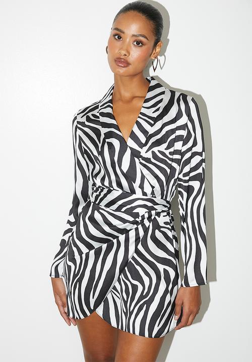 VELVET - Satin wrap mini dress - zebra