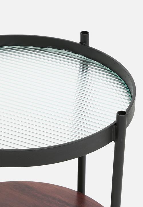 Native Decor - Fluted glass side table - black