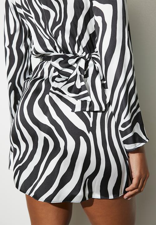 VELVET - Satin wrap mini dress - zebra