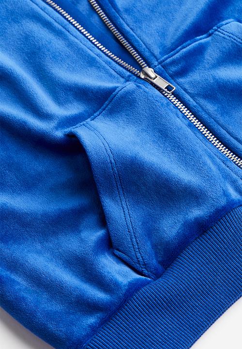 H&M - Velour zip-through hoodie - bright blue