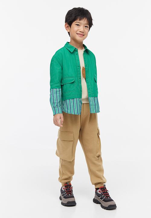 H&M - Oversized poplin overshirt - green striped