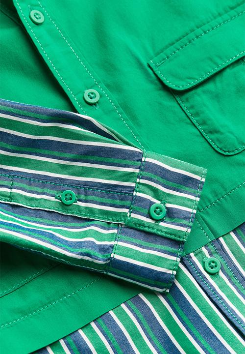 H&M - Oversized poplin overshirt - green striped