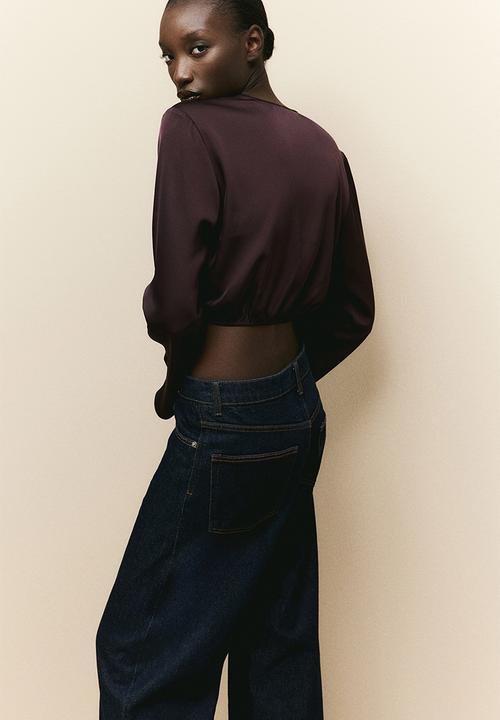 H&M - Cropped wrap blouse - burgundy