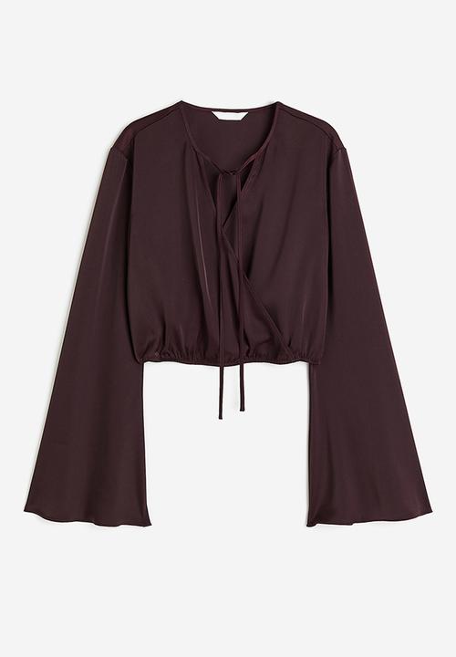 H&M - Cropped wrap blouse - burgundy