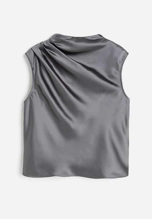 H&M - Draped satin blouse - grey