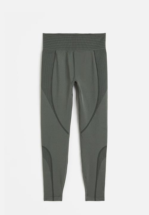 H&M - Drymove™ seamless shaping sports tights - dark sage green