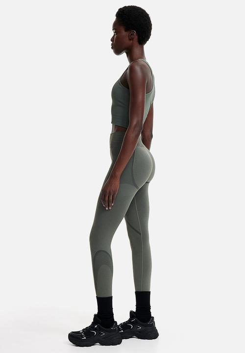 H&M - Drymove™ seamless shaping sports tights - dark sage green