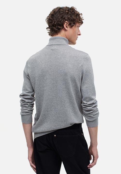 H&M - Slim fit fine-knit polo-neck jumper - grey marl