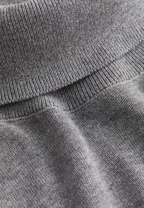 H&M - Slim fit fine-knit polo-neck jumper - grey marl