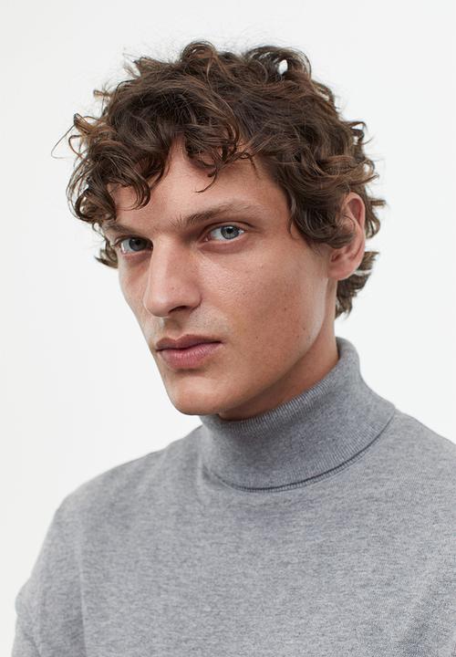 H&M - Slim fit fine-knit polo-neck jumper - grey marl