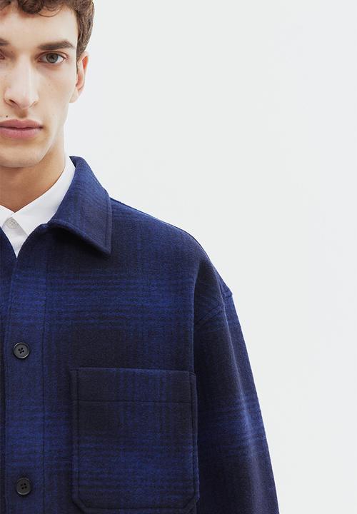 H&M - Relaxed fit overshirt - dark blue/checked