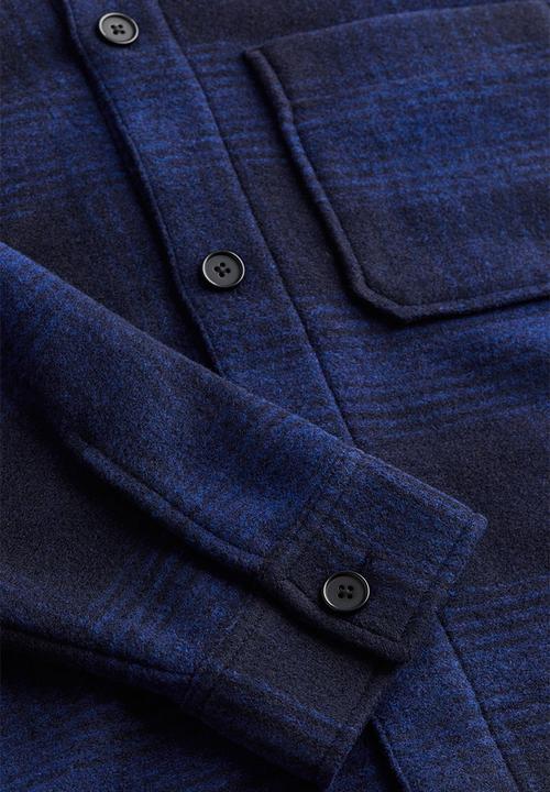 H&M - Relaxed fit overshirt - dark blue/checked