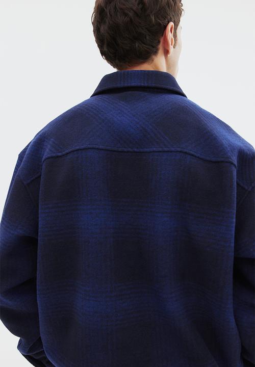 H&M - Relaxed fit overshirt - dark blue/checked