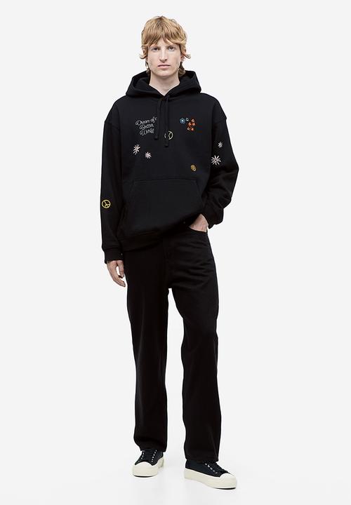 H&M - Loose fit printed hoodie - black/dream