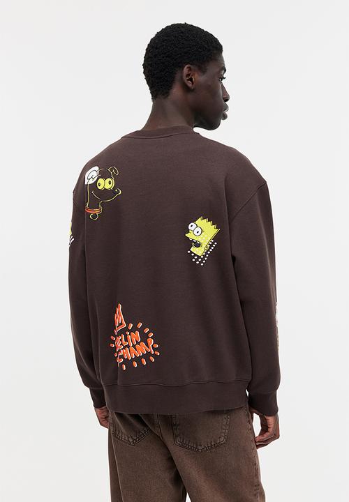 H&M - Loose fit sweatshirt - dark brown/the simpsons