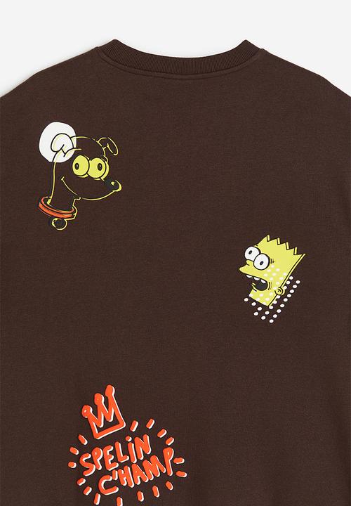 H&M - Loose fit sweatshirt - dark brown/the simpsons