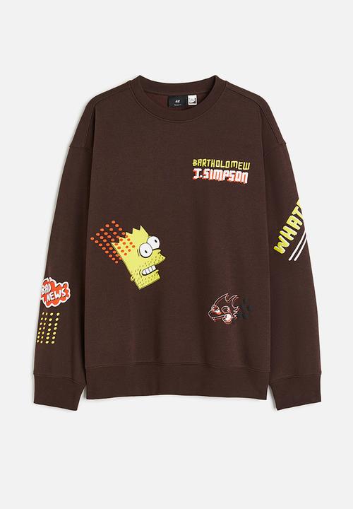 H&M - Loose fit sweatshirt - dark brown/the simpsons