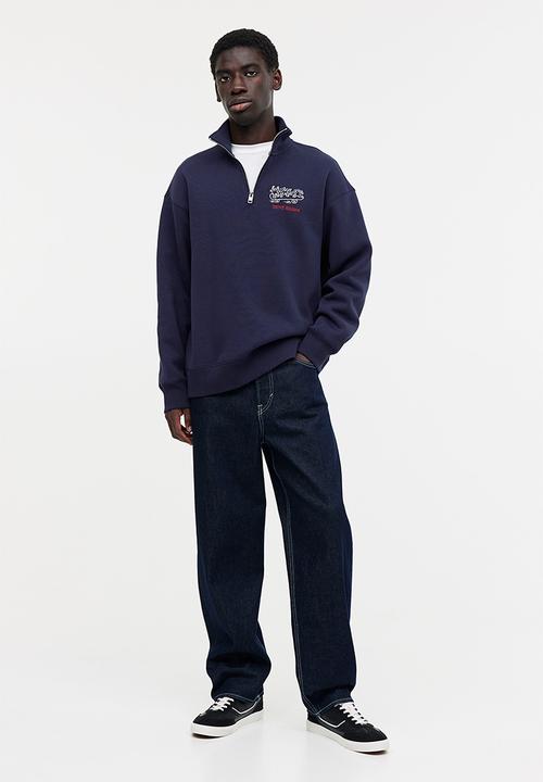 H&M - Relaxed fit zip-top sweatshirt - dark blue/keith haring