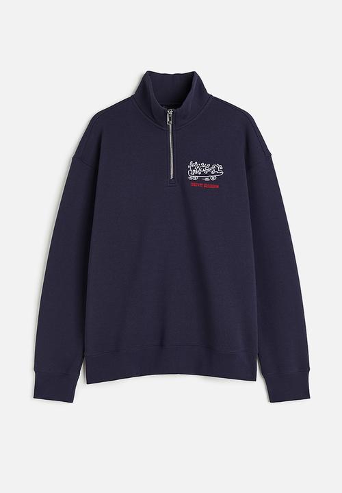 H&M - Relaxed fit zip-top sweatshirt - dark blue/keith haring
