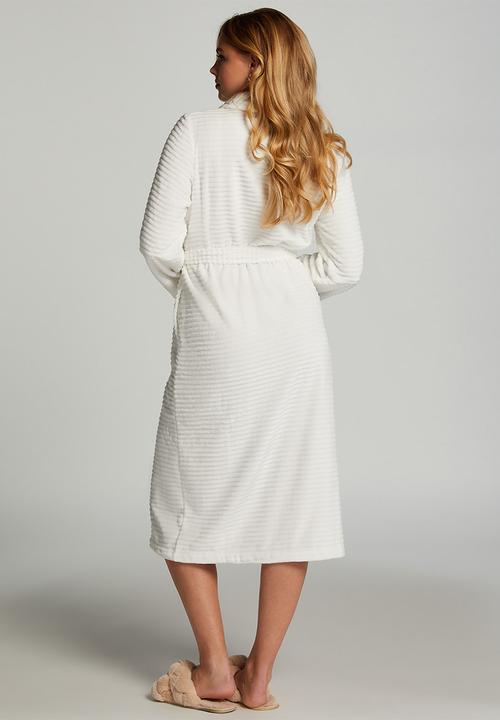 Hunkemoller - Robe Long Fleece Rib - off white