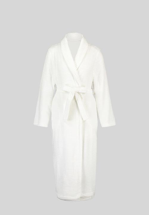 Hunkemoller - Robe Long Fleece Rib - off white