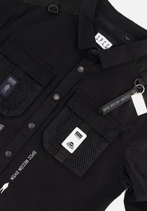 S.P.C.C - Recon nocturne fashion regular fit woven shirts - black