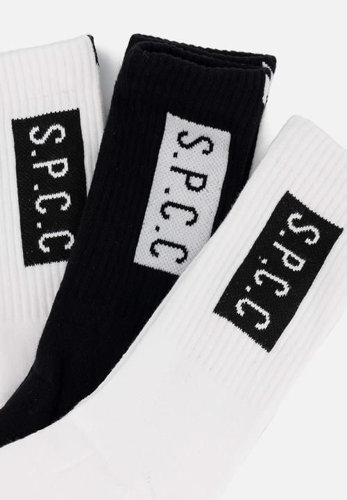 S.P.C.C - Johnson Signature Socks - Optical White & Black