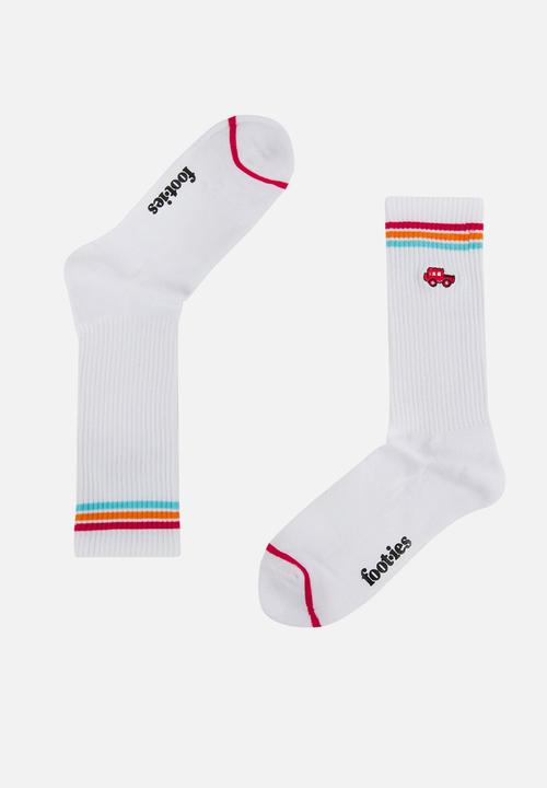 Foot-ies - Off Roading Sneaker Sock 2 Pack - White & Black
