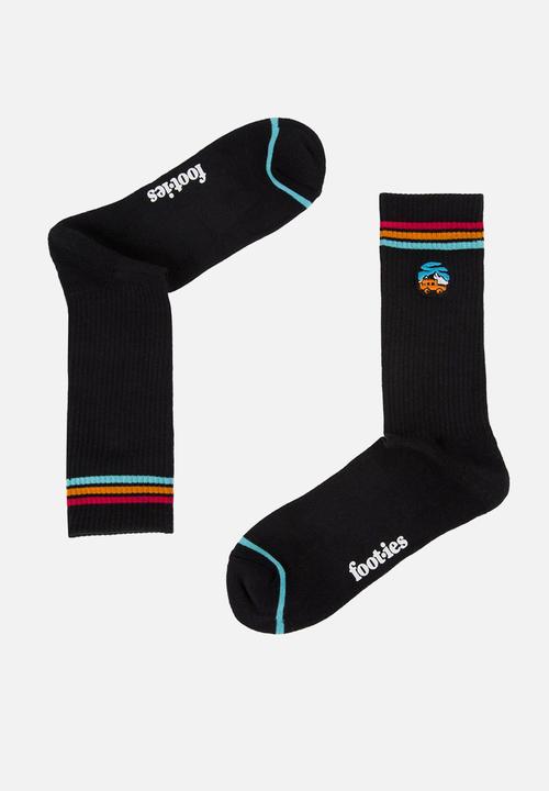Foot-ies - Off Roading Sneaker Sock 2 Pack - White & Black
