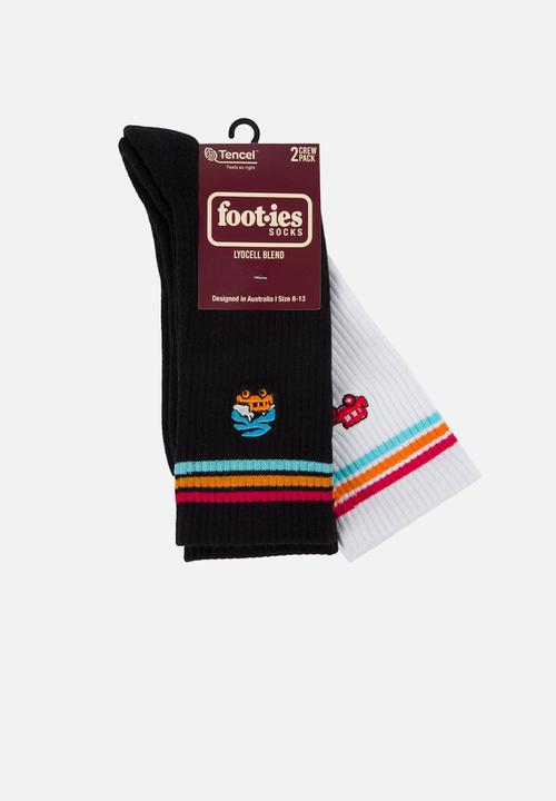 Foot-ies - Off Roading Sneaker Sock 2 Pack - White & Black