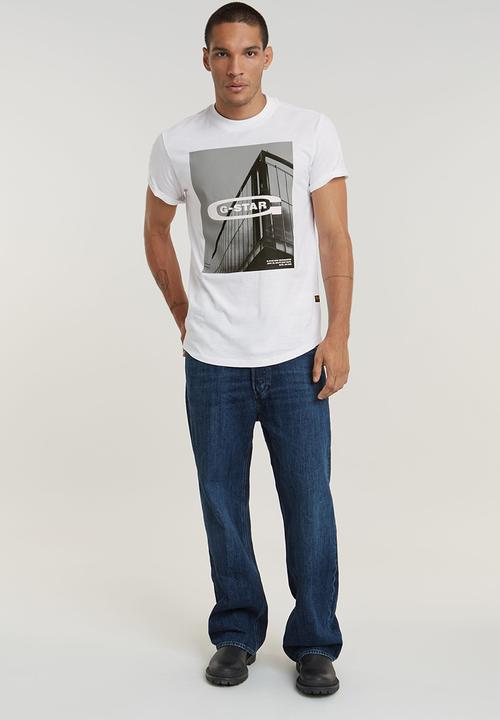 G-STAR - HQ oldskool logo lash r tCompact slub jersey o - white