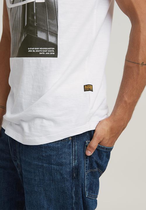 G-STAR - HQ oldskool logo lash r tCompact slub jersey o - white