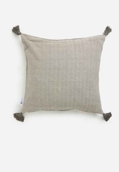 Sixth Floor - Herringbone cushion cover 60x60- Charcoal