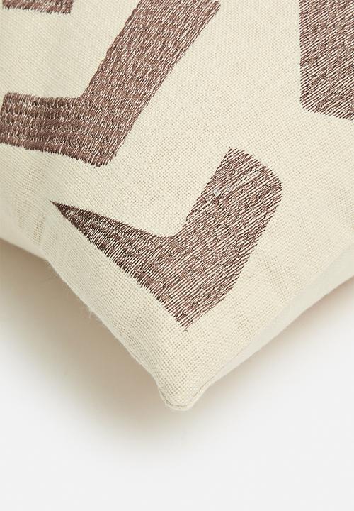 Sixth Floor - Patch embroidered cushion cover- Natural