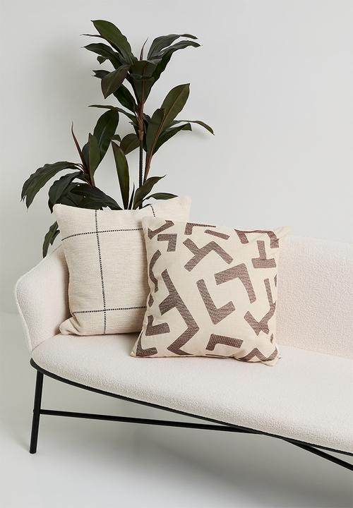Sixth Floor - Patch embroidered cushion cover- Natural