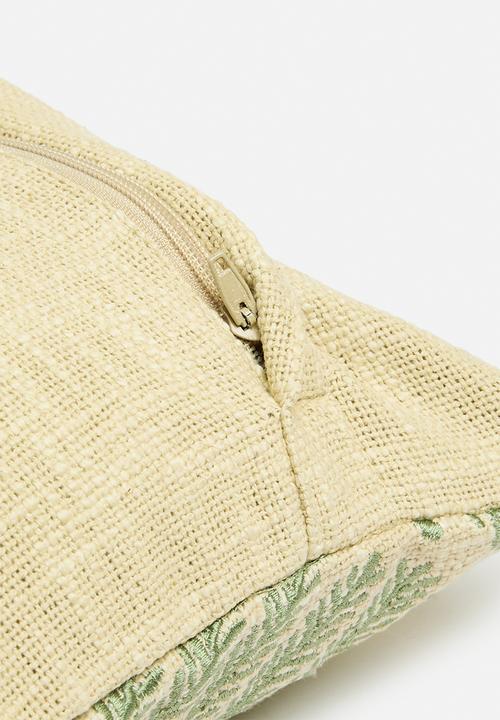 Sixth Floor - Fern embroidered cushion cover - green