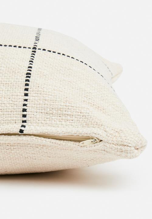 Sixth Floor - Check block cushion cover - natural 