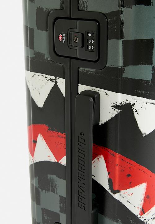 Sprayground - Sharks in paris painted grey carry on luggage - black