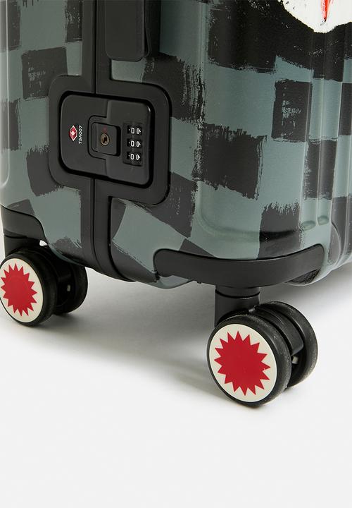 Sprayground - Sharks in paris painted grey carry on luggage - black