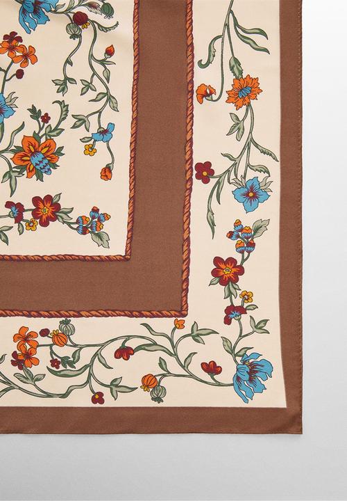 MANGO - Neck scarf Flora - light Beige