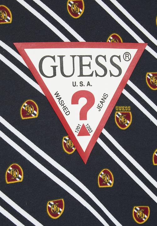 GUESS - Ls active top - navy college print