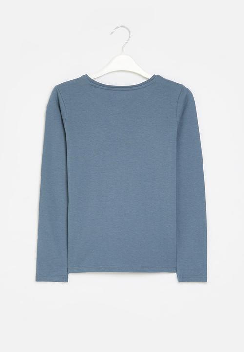 GUESS - Ls t-shirt_core - dark steel blue
