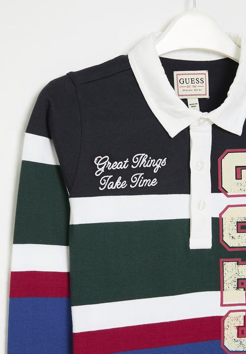 GUESS - Heavy jersey ls polo - multi striped