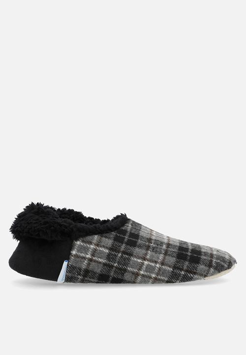 snoozies!® - Mens Flannel Plaids with CB Heel - grey