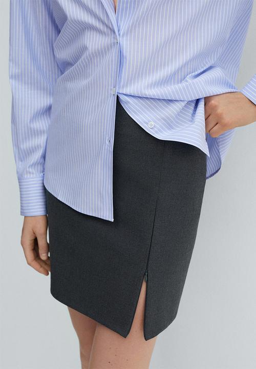MANGO - Shirt Regu - Mid-Blue