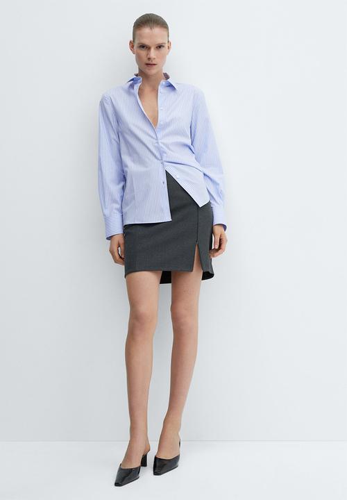 MANGO - Shirt Regu - Mid-Blue