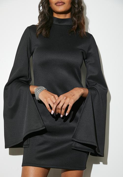 VELVET - Split sleeve mini dress - black