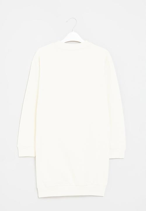 GUESS - French terry long sleeve dress - cream white